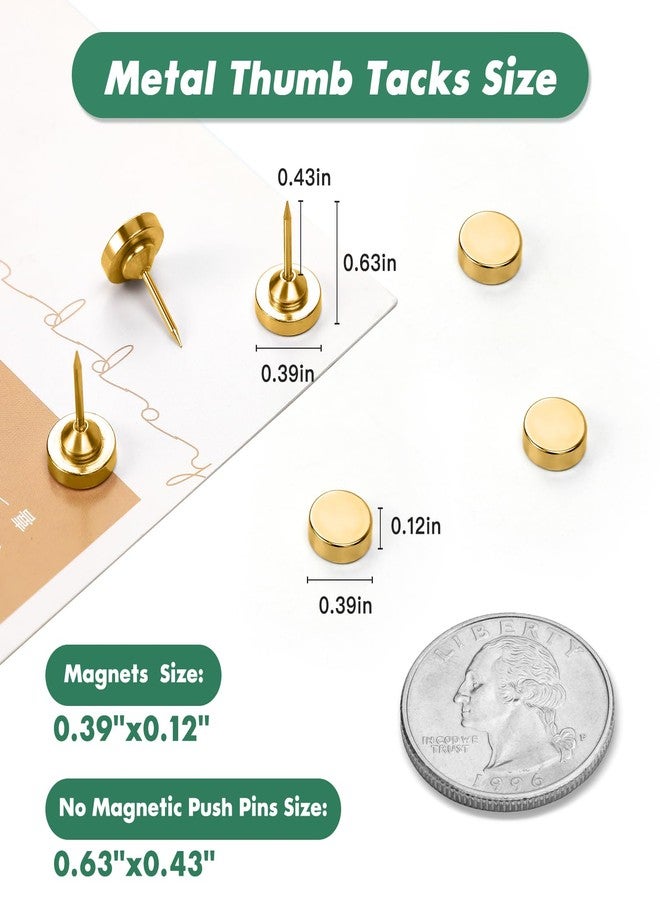 GOOZADA 24 Sets of Gold Magnetic Push Pins, Gold Flat Push Pins, Decorative Thumb Tacks for Wall, Cork Board, Magnetic Poster Hanger - Image 2