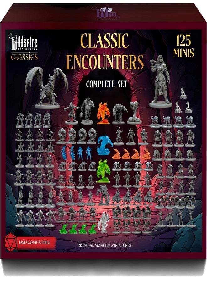 Wildspire Classic Encounters - 125 Iconic DND Miniatures Bulk Monsters, Unpainted 28mm DND Minis, D&D Miniatures, Dungeons and Dragons Figures Mini Figurines, Fantasy Tabletop D&D Accessories Assembled - Image 1