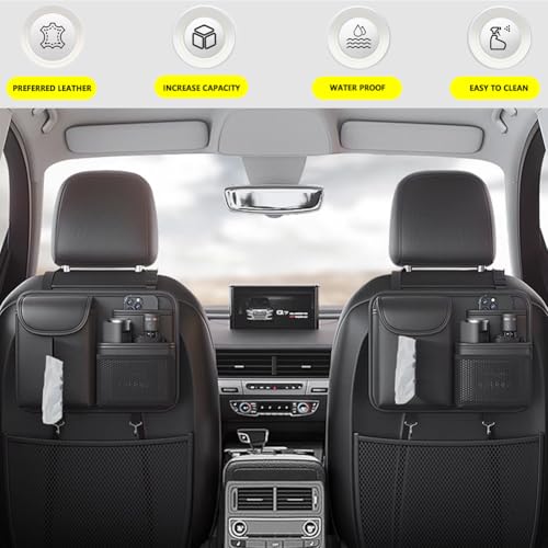 Tumecos Car Seat Back Storage BagBackseat Organizer with Tissue Box Large Capacity Rear Seat Storage Pocket Universal for Most Vehicles - Image 3