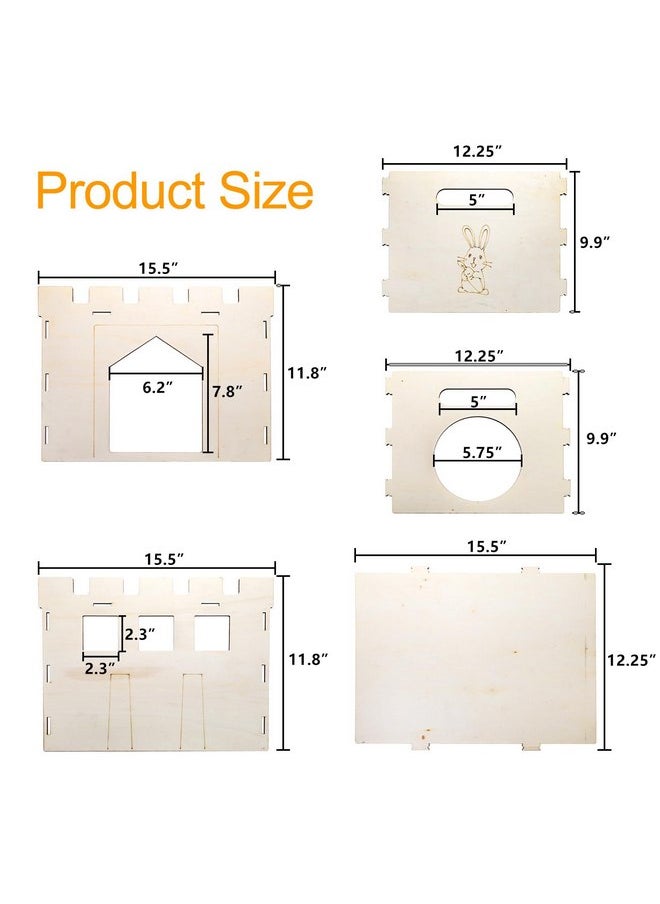 Yesland - Yesland Rabbit Hideout Castle, Wooden Bunny Houses and Hideouts, Detachable Small Animal Play Hideaway Hut and Playhouse for Indoor Bunnies Guinea Pig Hamster Chinchilla Gerbil - Image 1