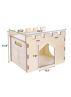 Yesland Yesland Rabbit Hideout Castle, Wooden Bunny Houses and Hideouts, Detachable Small Animal Play Hideaway Hut and Playhouse for Indoor Bunnies Guinea Pig Hamster Chinchilla Gerbil  - Image 2