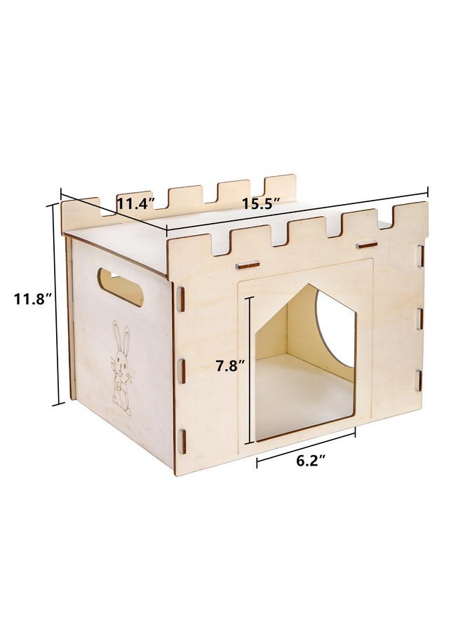 Yesland - Yesland Rabbit Hideout Castle, Wooden Bunny Houses and Hideouts, Detachable Small Animal Play Hideaway Hut and Playhouse for Indoor Bunnies Guinea Pig Hamster Chinchilla Gerbil - Image 1
