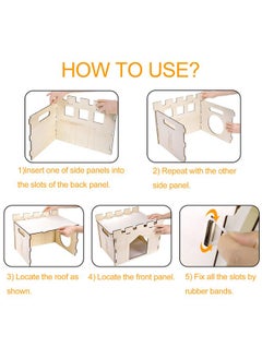 Yesland Yesland Rabbit Hideout Castle, Wooden Bunny Houses and Hideouts, Detachable Small Animal Play Hideaway Hut and Playhouse for Indoor Bunnies Guinea Pig Hamster Chinchilla Gerbil  - Image 5