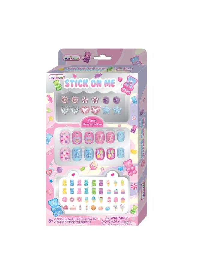 Hot Focus Stick On Me Gummy Bear Nail Stickers & Manicure Set