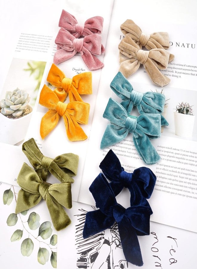 Yxiang 24PCS Velvet Hair Clips and Barrettes for Baby Girls, 4 inches Hair Bows Fully Lined Non Slip Barrettes Christmas Hair Accessories for Toddler Kid Little Girl (12 Pairs) - Image 4