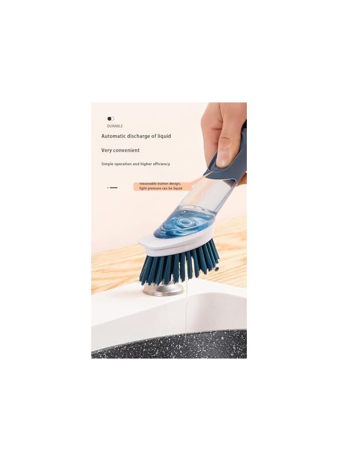 promass Soap Dispensing Dish Brush Set, Dish Scrubber with 1 Storage Holder and 4 Replaceable Brush Heads, Kitchen Scrub Brush for Pan Sink Cleaning, Dish Cleaning Washing Brush with Stainless Steel Handle - Image 5