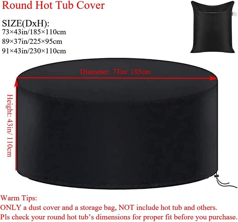 U Care Hot Tub Cover Waterproof Outdoor Portable Round Inflatable Hot Tub Spa Cover Protector Bathtub Pool Garden Furniture Dust Covers (89×37in/ 225×95cm) - Image 2