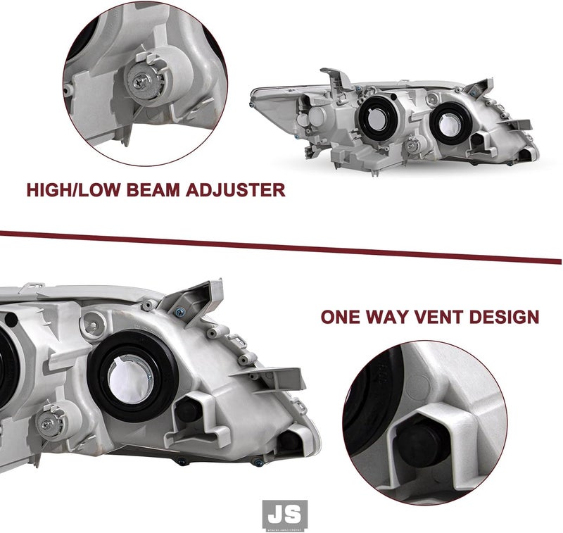 JSBOYAT Headlight Assembly Replacement for Toyota Camry 2007-2009 with Chrome Housing and Amber Reflector - Image 5