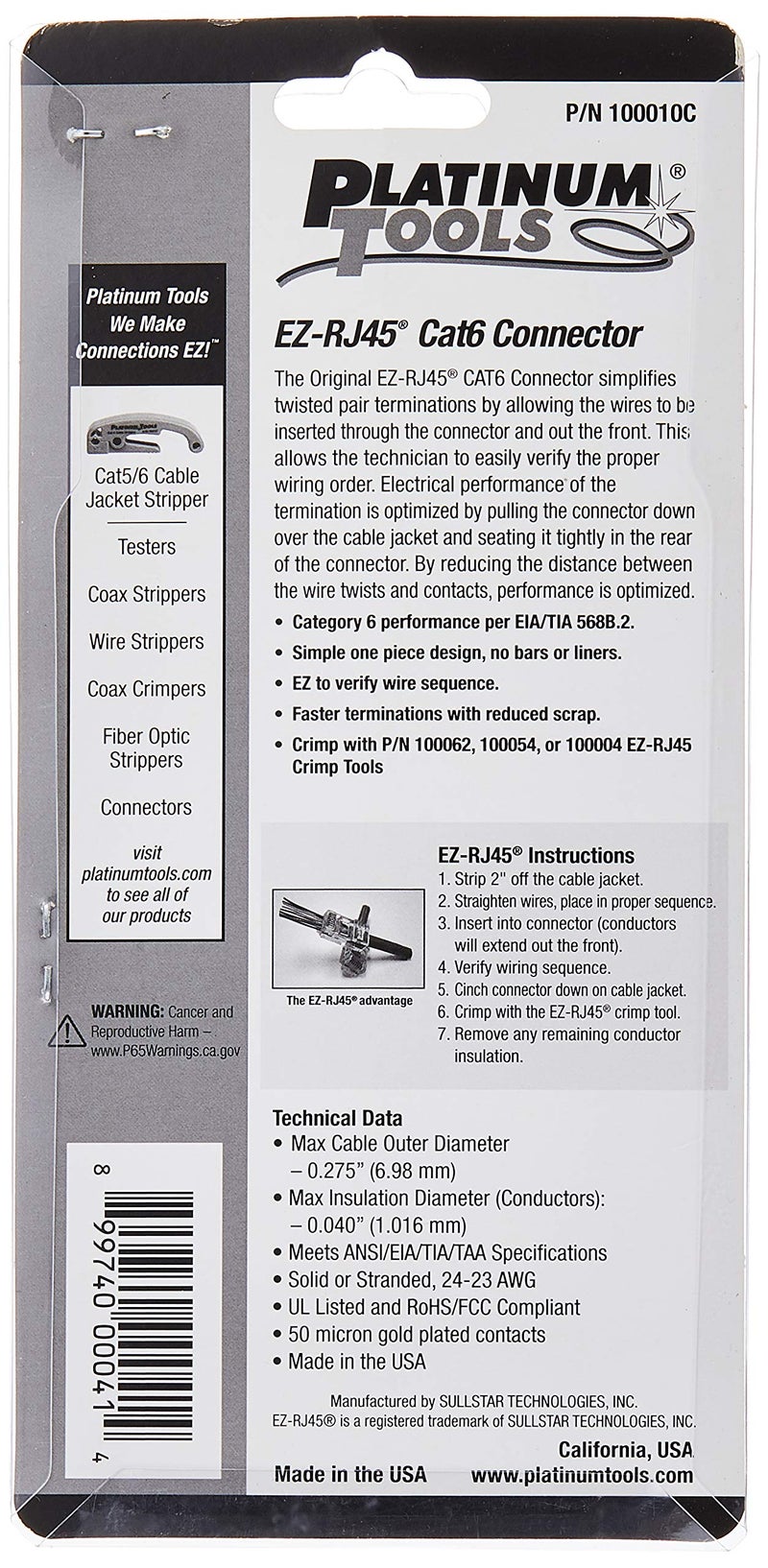 Platinum Tools 100010C EZ-RJ45 Cat 6+ Connectors, Clamshell, 50-Pieces, RED - Image 2