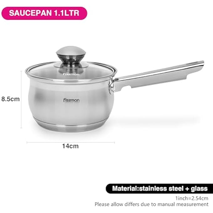 فيسمان قدر صلصة بغطاء زجاجي 14×85 سم، 11 لتر، مصنوع من الفولاذ المقاوم للصدأ 1810 Inox30، سلسلة Felina، قاعدة حثية، مناسب لجميع مواقد الطهي لطهي الحساء على نار هادئة، آمن للاستخدام في غسالة الأطباق - Image 5