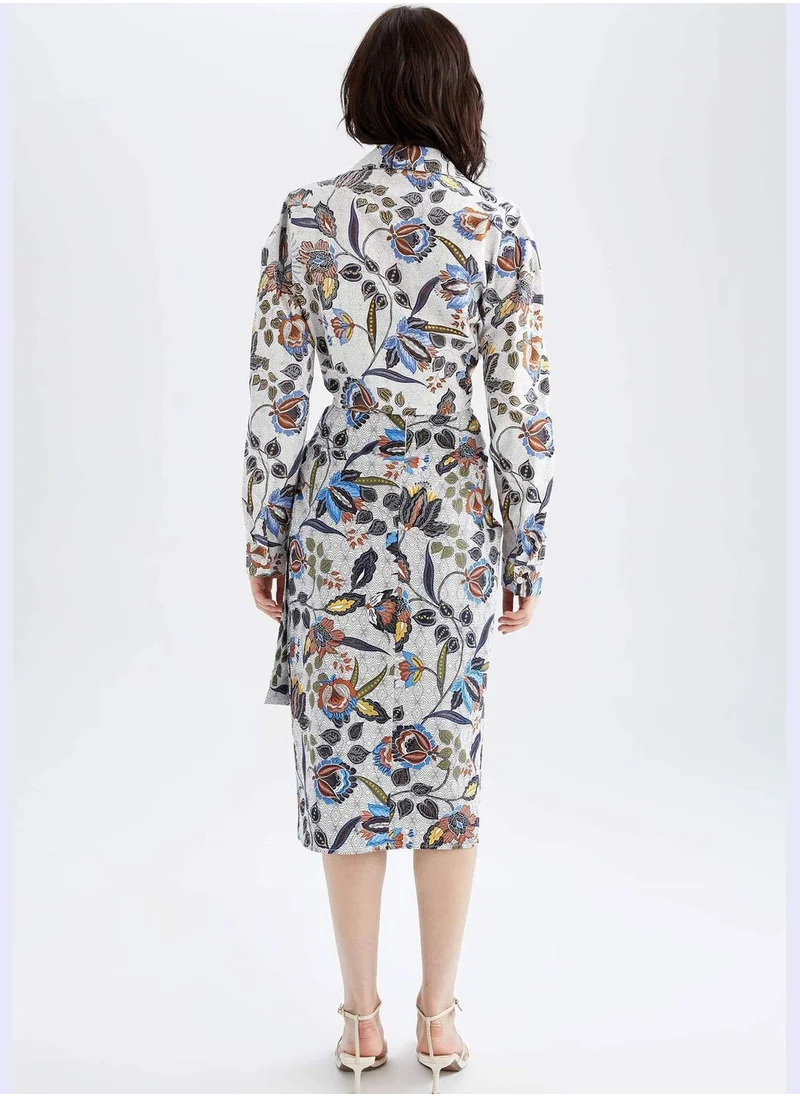ديفاكتو A Cut Floral Print Midi Skirt