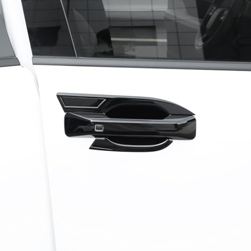JUIVEEL ABS Car Exterior Door Handle Cover Set Outside Door Handle Cover Compatible with Hyundai Santa Fe 2024-2025 MX5 Accessories [Button Version]（Gloss Black Style） - Image 2