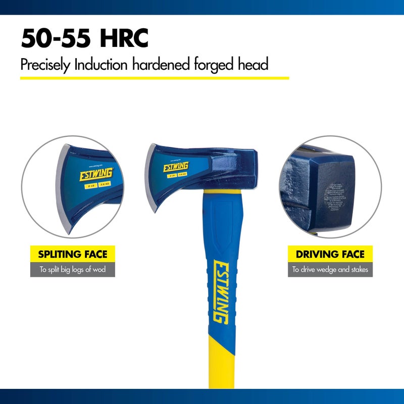 Estwing 8 lb Wood Splitting Maul with 36-Inch Fiberglass Handle - Forged Head Hardened to 50â€“55 HRC, Heavy-Duty Log Splitter, Model #62374 - Image 5