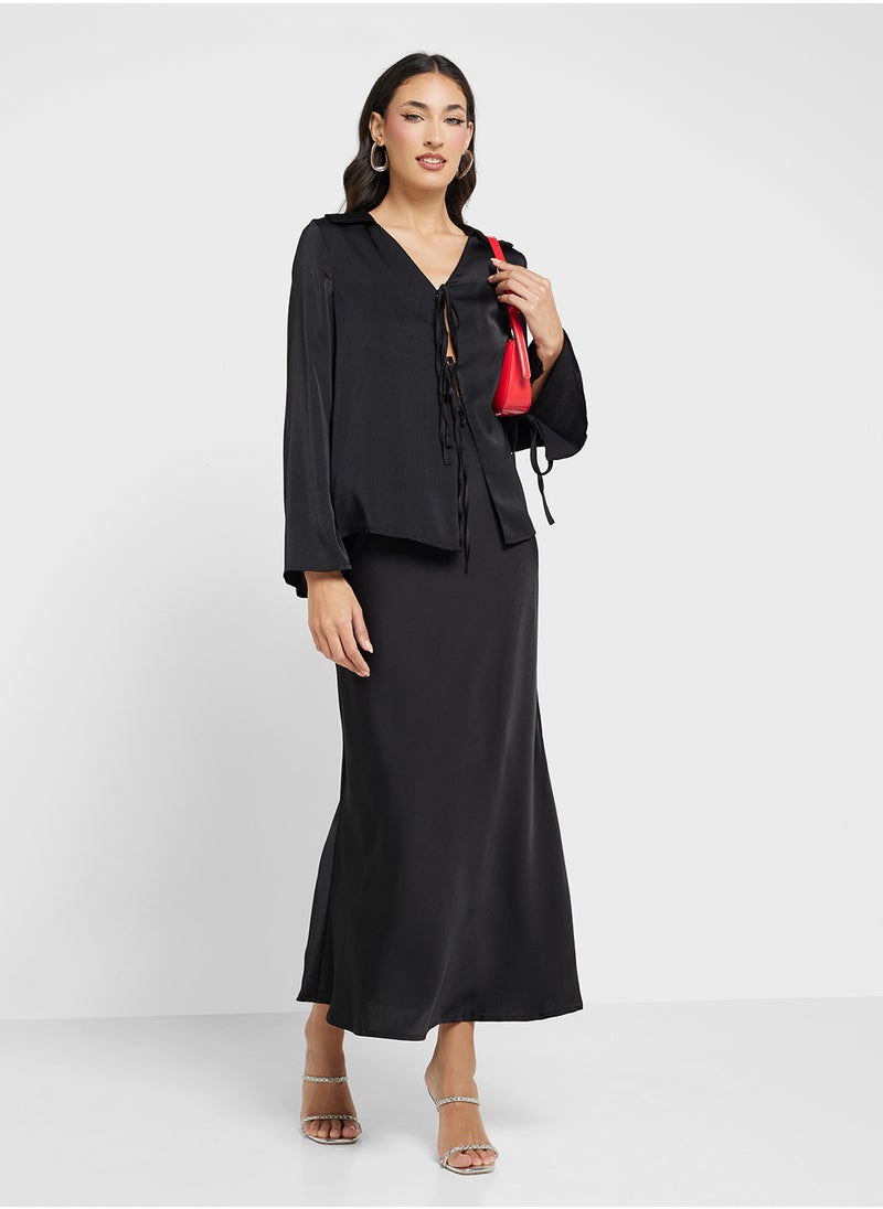 Ginger Button Down Top & Skirt Coord Set  - Image 1