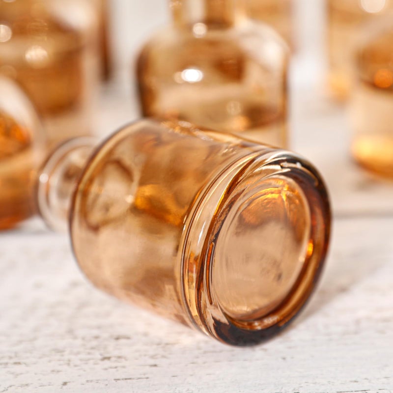 SUJUN Small Mini Flower Vases - Set of 20 Amber Glass Bud Vases - Vintage Rustic Centerpieces for Weddings  Events & Home D?cor - Premium Quality  Timeless Designs - Image 4