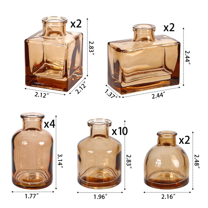 SUJUN Small Mini Flower Vases - Set of 20 Amber Glass Bud Vases - Vintage Rustic Centerpieces for Weddings  Events & Home D?cor - Premium Quality  Timeless Designs - Image 2