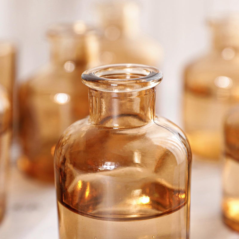 SUJUN Small Mini Flower Vases - Set of 20 Amber Glass Bud Vases - Vintage Rustic Centerpieces for Weddings  Events & Home D?cor - Premium Quality  Timeless Designs - Image 3