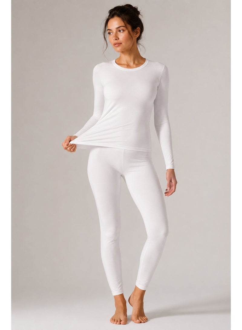 Women’s Thermal Wear Set Stretch Fleece Lined Long Sleeve Top & Pants for Cold Weather - Image 1