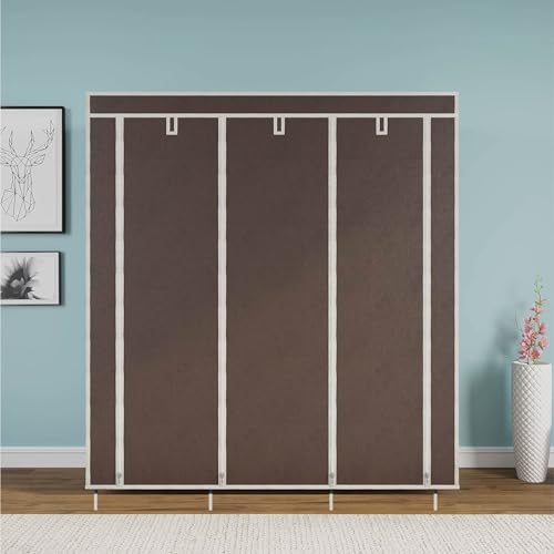 GTC Collapsible Wardrobe Portable Closet for Clothes Almira, 2 Hanging Space, 8 Shelves Non-Woven Fabric 90 GSM (88330) (Brown) - Image 4