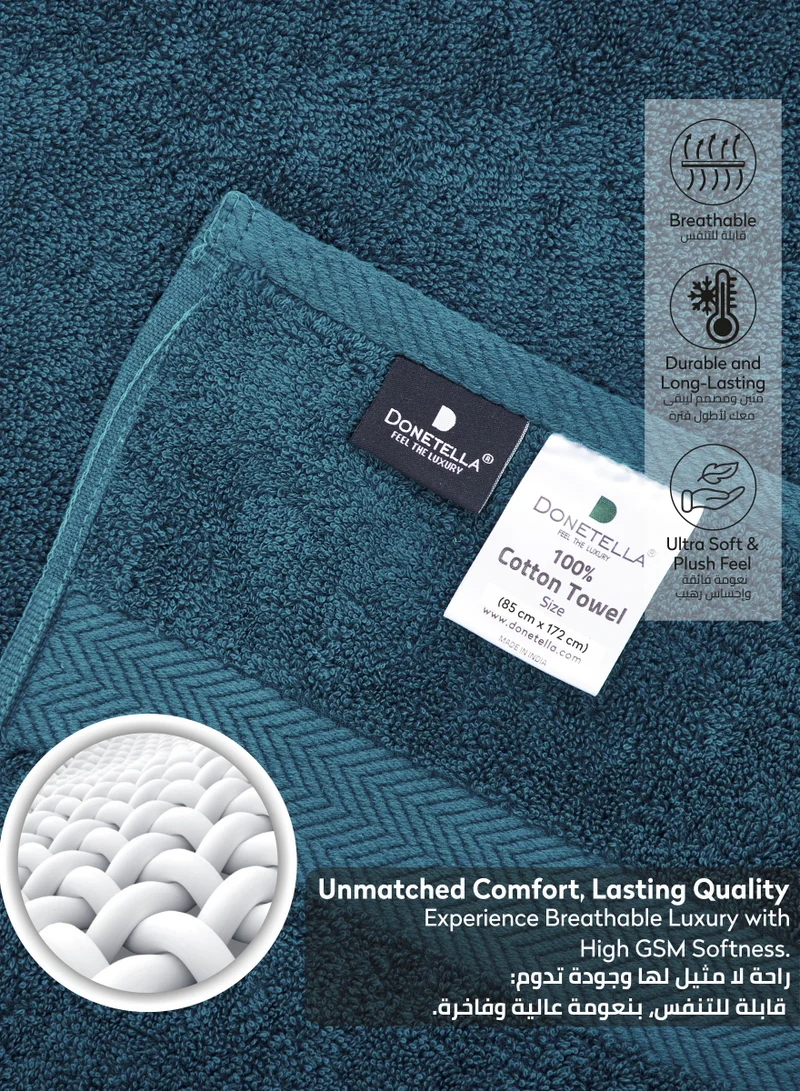 Donetella Premium 100 % Combed Cotton 2-Pcs Bath Sheet Set (85 X 172 CM) 600 GSM Large Towel, Highly Absorbent, Quick Dry,Best Towel for Bathroom, Spa And Hotel,Dark Blue