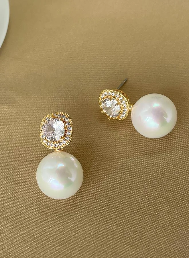 Take Two Take Two Gold Faux Pearl Embellished Earrings