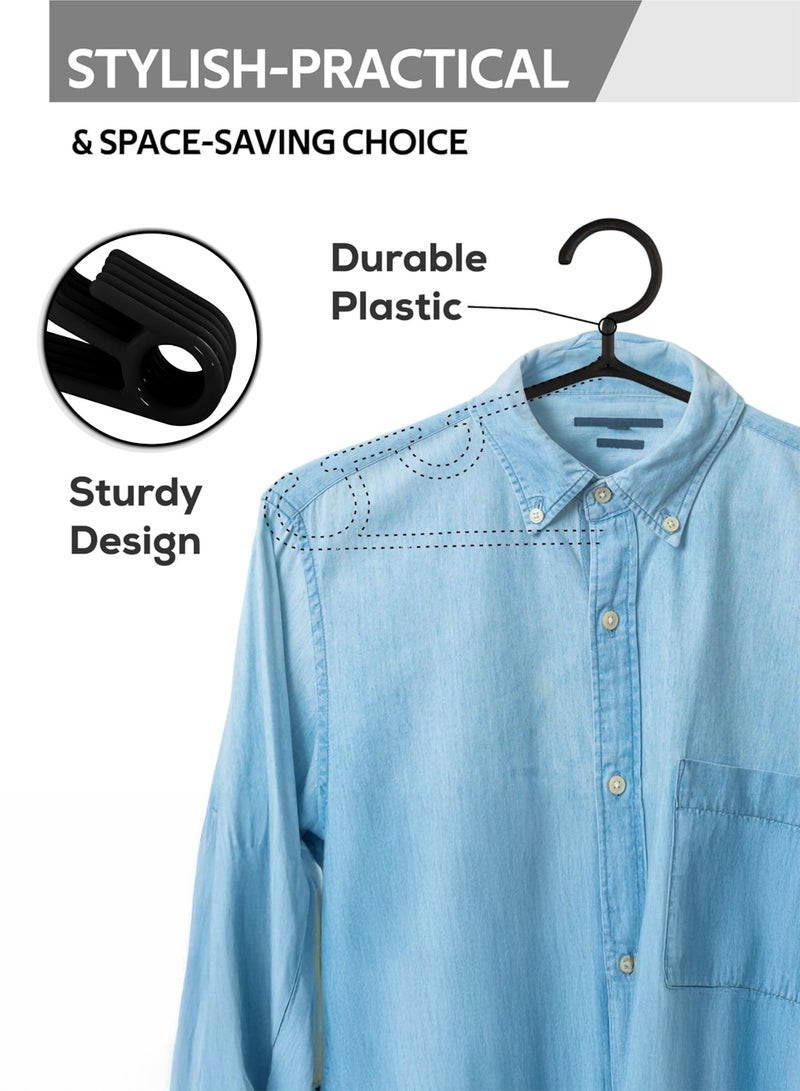 Toshionics Pack of 5 Hangers | Multi-Purpose Hangers for Trouser-Skirts-Coat-Dresses-Ties | Plastic Clothes Almirah Hangers | Hangers for Wardrobe-Cabinets-Closet | White - Image 2