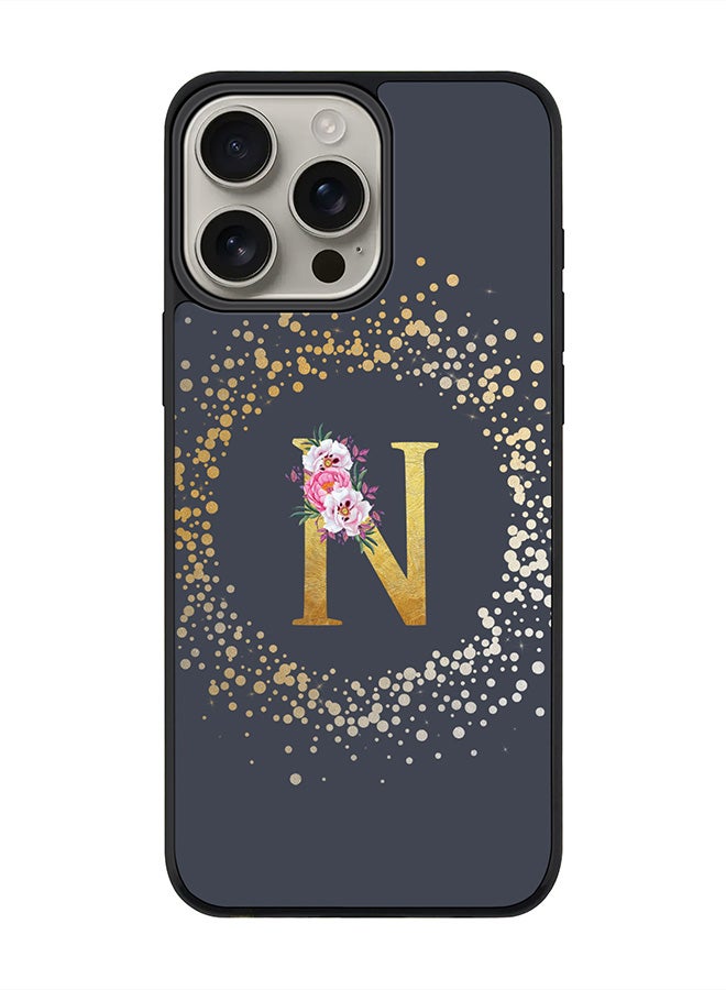 Stylizedd For iPhone 16 Pro Max Case [Compatible with MagSafe] Slim Magnetic cover Phone Case iPhone 16 Pro Max -Custom Monogram Floral - N (Grey ) - Image 1