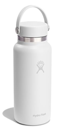 Hydro Flask Water Bottle Insulated Stainless Steel Wide Mouth Flex Lid Non Spill Leakproof and Refillable in 32 Oz Tonal White - Image 3