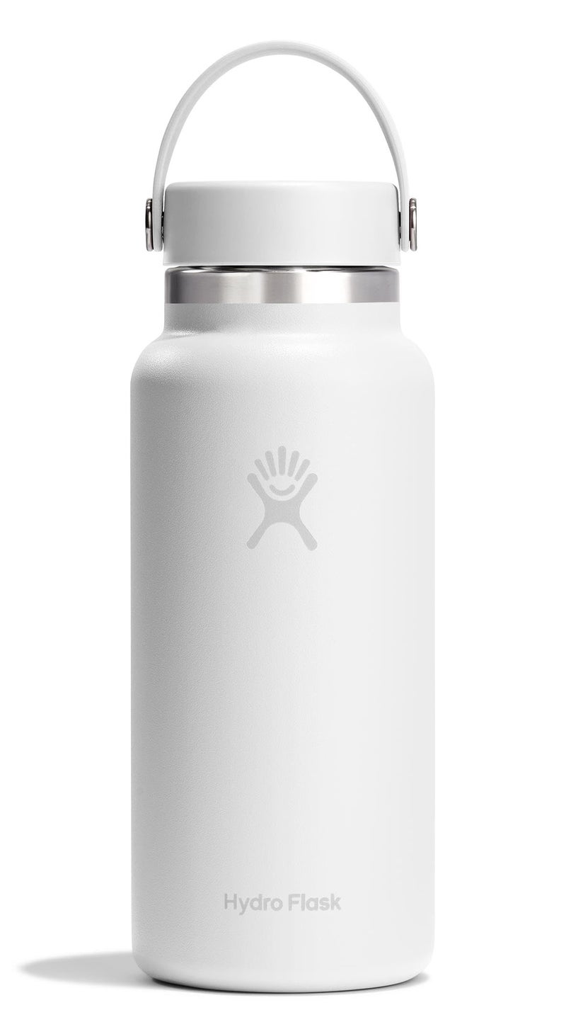 Hydro Flask Water Bottle Insulated Stainless Steel Wide Mouth Flex Lid Non Spill Leakproof and Refillable in 32 Oz Tonal White - Image 2