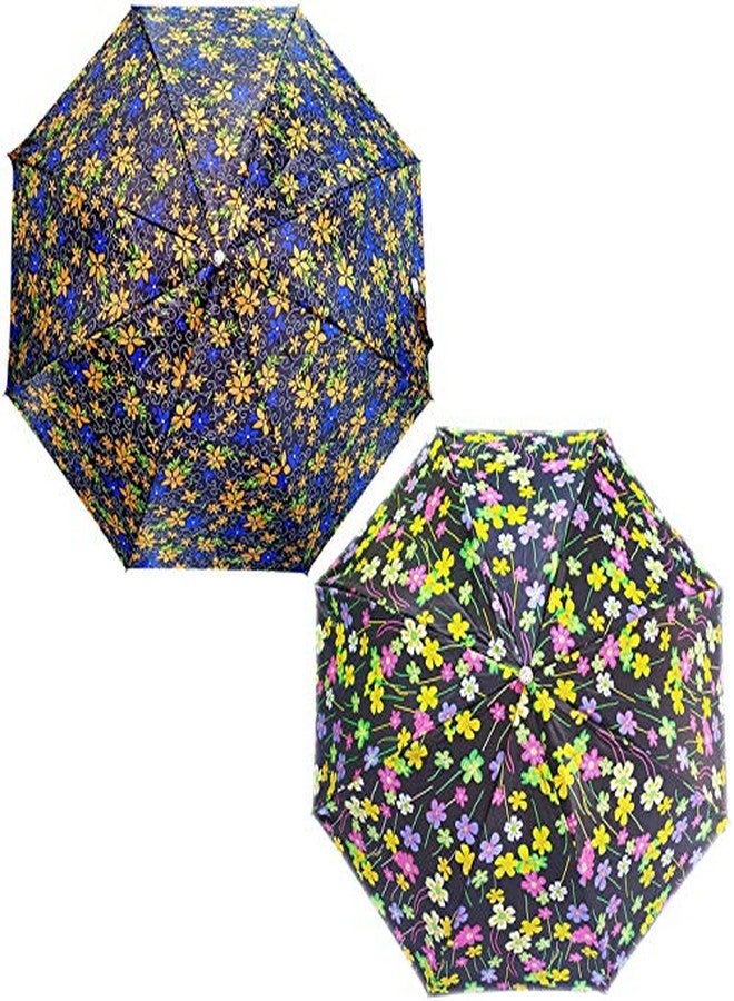 RAINPOPSON 2 Fold Printed Big Size Stylish Umbrella for Women & Men UV Protection Office Umbrella Combo for Girls (Multicolor Printed) - Set of 2 (UM-281) - Image 2