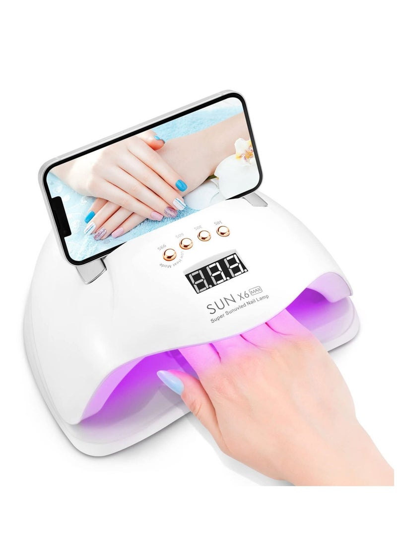 عام مصباح الأظافر LED UV ، 220 واط مصباح ضوء طلاء الأظافر UV مع حامل هاتف ، مصباح تجفيف طلاء الأظافر الجل المهني مع 4 إعدادات مؤقتة ، مستشعر تلقائي 45 خرزة لتصميم فن الأظافر - Image 1