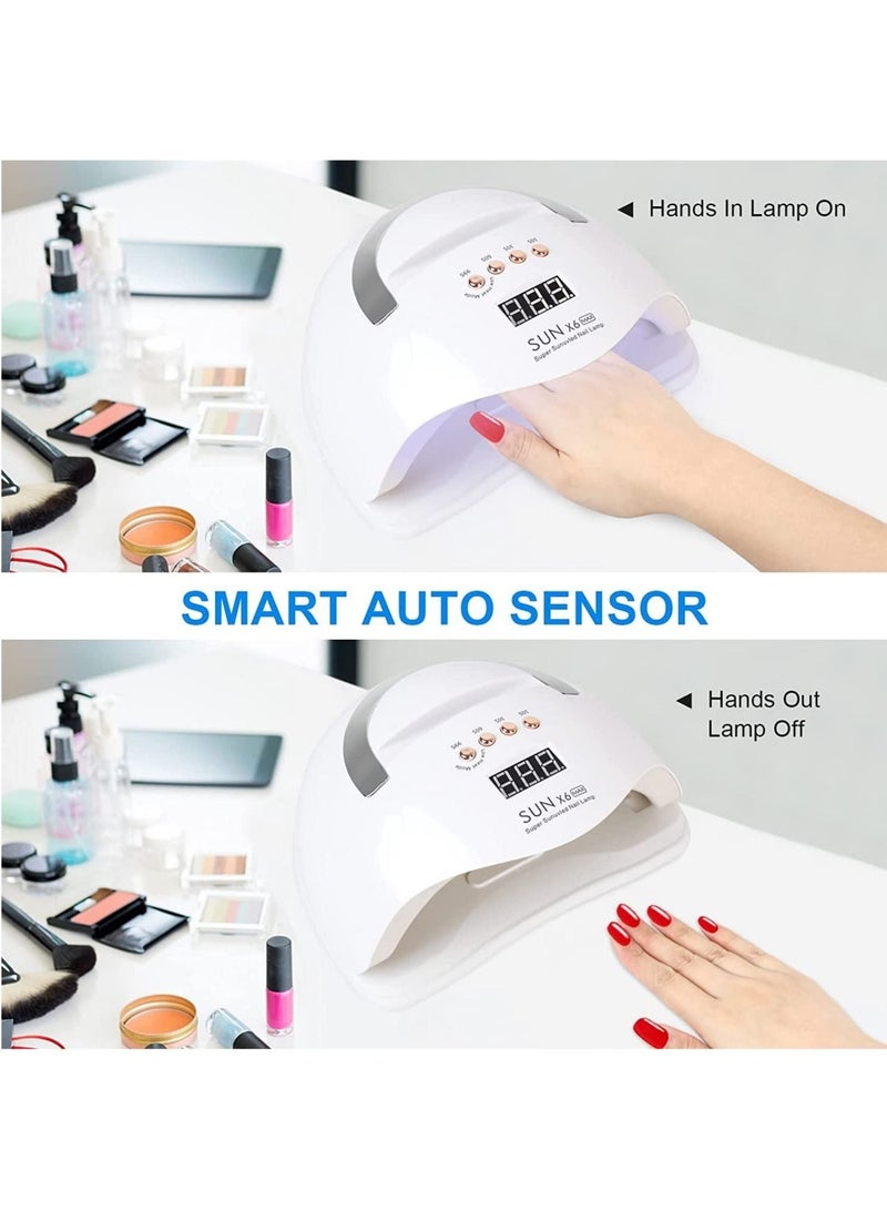 عام مصباح الأظافر LED UV ، 220 واط مصباح ضوء طلاء الأظافر UV مع حامل هاتف ، مصباح تجفيف طلاء الأظافر الجل المهني مع 4 إعدادات مؤقتة ، مستشعر تلقائي 45 خرزة لتصميم فن الأظافر - Image 3