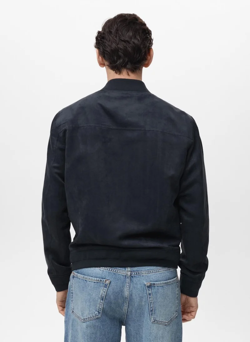 مانجو مان Suede-effect bomber jacket