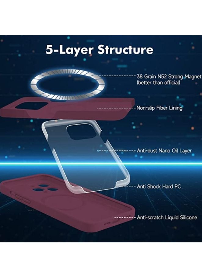 iPhone 14 Pro + 2 Pack Tempered Glass Screen Protector Magsafe Case Silicone Phone Case with Microfiber Lining for iPhone 14 Pro 6.1 inch 2022 - Image 2