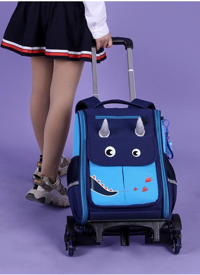 CityRiya-Long - Wheeled Rolling Backpack Black Bookbag for Boys and Girls School Student Bookbags Laptop Travel Trolley Bag - Image 1