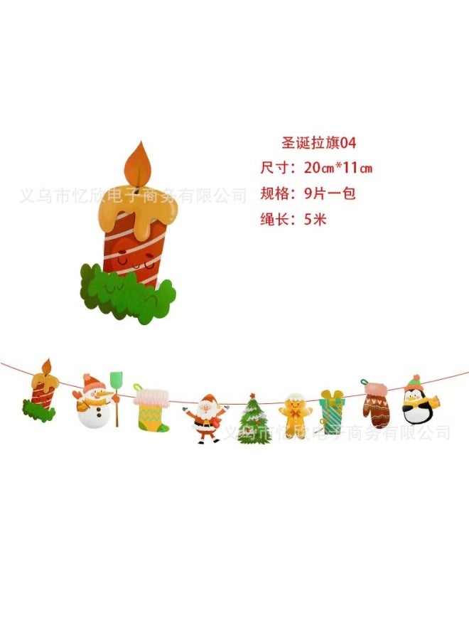 YIXIN Christmas Decorations Christmas Pull Flag Hanging Ornaments Holiday Banner Party Decoration Paper Cartoon Christmas Hanging Flag Pull Flower - Image 1