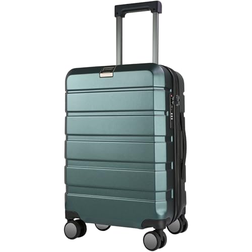 KROSER Hardside Expandable Carry On Luggage with Spinner Wheels & Built-in TSA Lock, Durable Suitcase Rolling Luggage with USB Port, Carry-On 20-Inch, Dark Green - Image 1