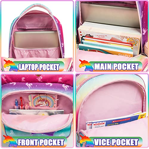Meetbelify Unicorn Rolling Backpack for Girls Wheels Backpacks for Elementary Student Wheeled Trolley Trip Kids Luggage for Teen Girls with Lunch Box Pencil Case - Image 5