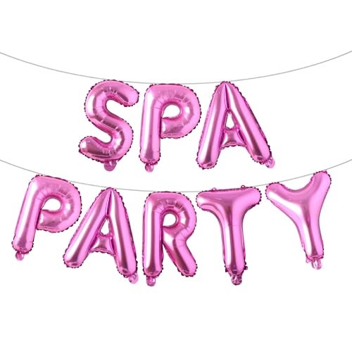 RUIANSI Spa Party Balloons Spa Party Decoration Banner Spa Theme Birthday Party Salon Party Decoration Makeup Party Decoration SPA PARTY Rose Red - Image 1