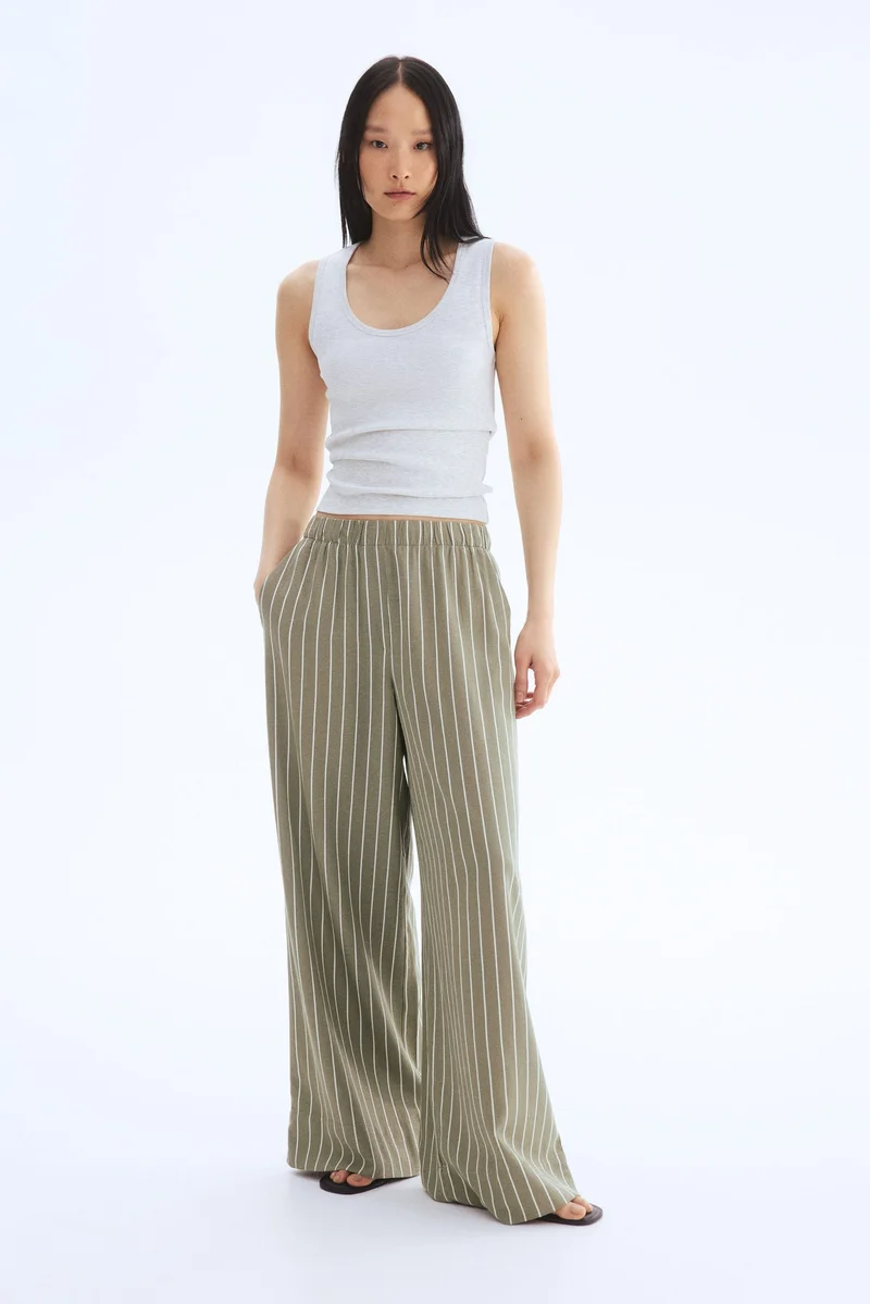 H&M Wide linen-blend trousers