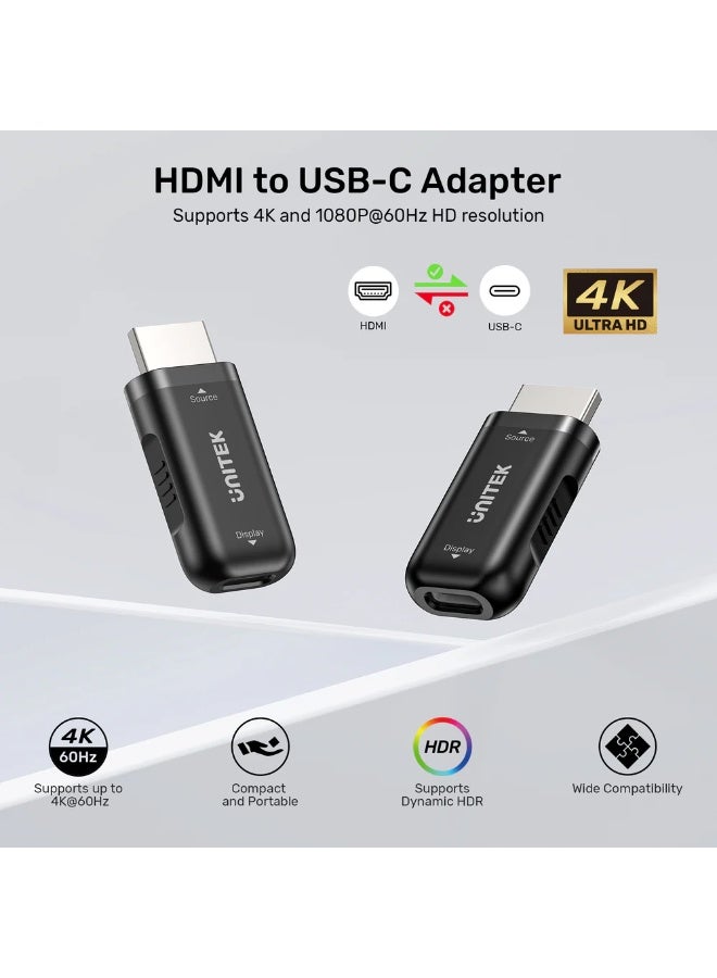 UNITEK HDMI to USB-C Adapter 4K@60Hz, Uni-Directional Video Converter with HDR & HDCP Support - Image 3