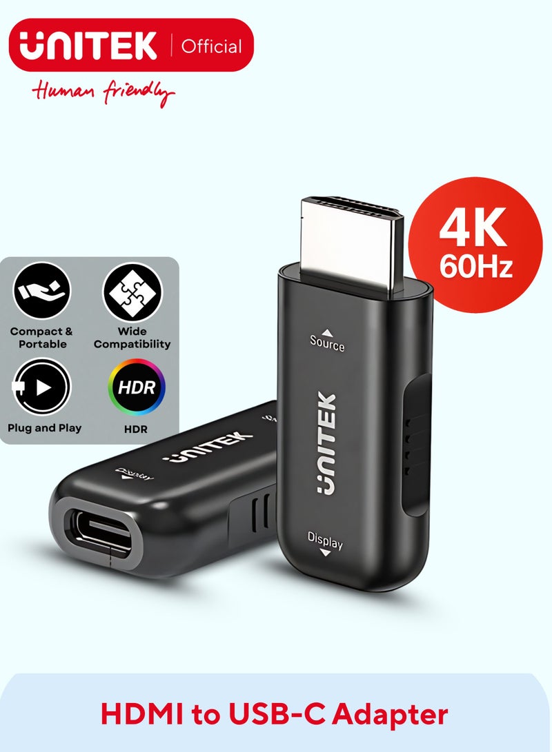 UNITEK HDMI to USB-C Adapter 4K@60Hz, Uni-Directional Video Converter with HDR & HDCP Support - Image 1