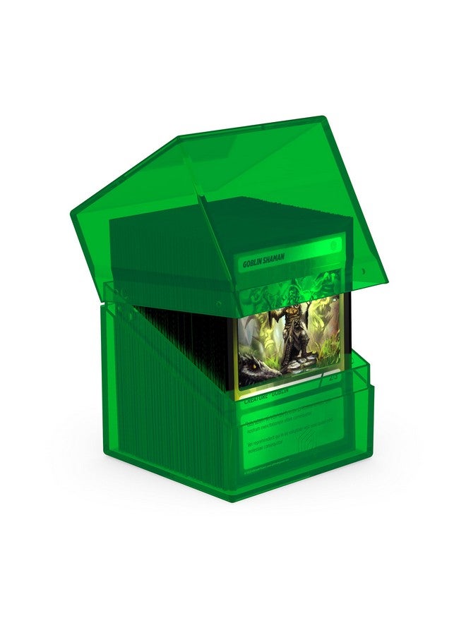 Ultimate Guard حافظة بطاقات Ultimate Guard Boulder 100+ الشفافة، لحفظ 100 بطاقة TCG مزدوجة الأكمام، زمردية، تخزين آمن ودائم لألعاب بطاقات التداول، شفافة - Image 2