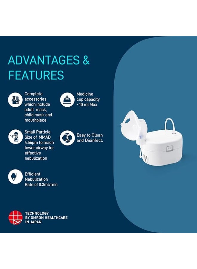أومرون جهاز استنشاق أومرون NEC-106 صغير الحجم ومنخفض الضوضاء للأطفال والبالغين، أبيض - Image 5