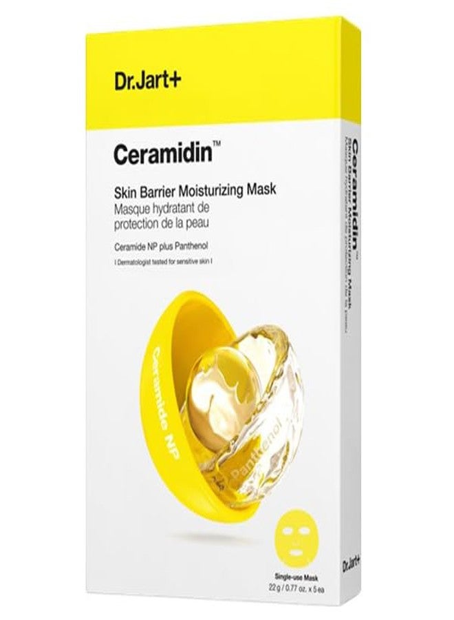 قناع الوجه الكوري المرطب Dr.Jart+ Ceramidin مع السيراميدات | قناع ورقي | هدايا تجميلية للنساء | عناية كورية بالبشرة، عبوة من 5 قطع