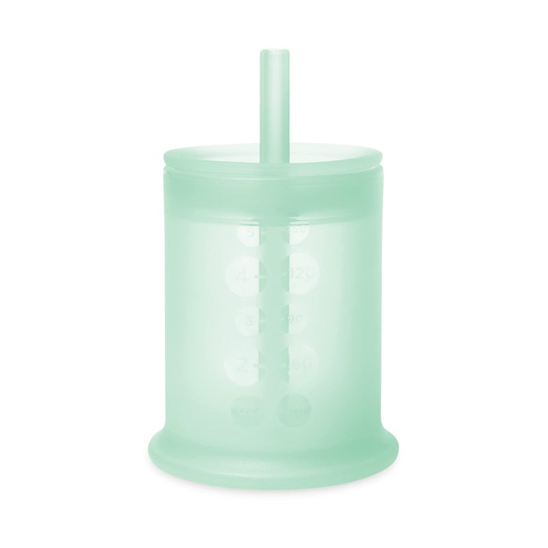 Olababy Silicone Training Cup with Straw Lid | Babies Water Drinking Cup | 6+ Mo Infant To 12-18 Months Toddler | Sippy Cup For Kids & Smoothie Cup | Baby Led Weaning (Mint, 5 oz) - Image 1