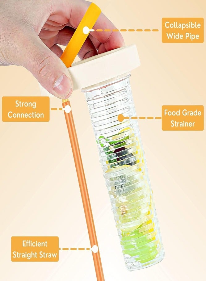 BELLSBERRY زجاجة ماء سعة 700 مل مع مُنقّي الفواكه – غطاء قشة قابل للطي مقاوم للتسرب وآمن في الفريزر - Image 2