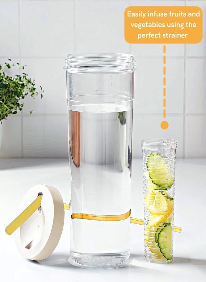 BELLSBERRY زجاجة ماء سعة 700 مل مع مُنقّي الفواكه – غطاء قشة قابل للطي مقاوم للتسرب وآمن في الفريزر - Image 3