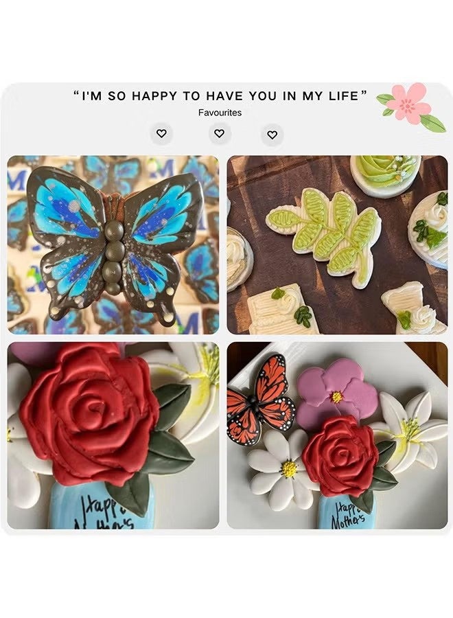 واي جيه قطعه بسكويت الزهرة والورقة والبقطعة 7 ديزي، ليلي، روز، زهرة التوليب، أوراق البلوط والفراشة قطاء البسكويت - Image 5