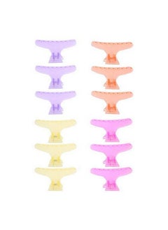 Sonew 12Pcs / Set Colorful Hair Clips Lovely Butterfly Holding Hair Hold Clip Hair Section Claw Clamps Hairdressing Tool(Clear)  - Image 1